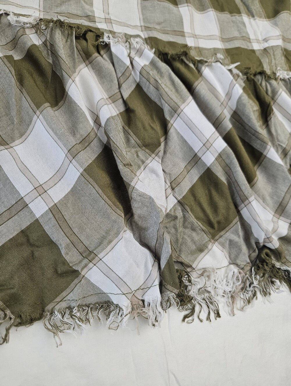 Cato Olive Green Plaid Tiered Maxi Skirt - Casual Boho Style - Picture 13 of 13